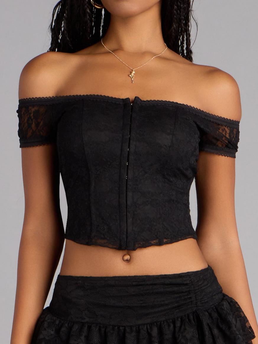 Quiet Allure Off Shoulder Lace Corset Top