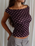 Cheirosa Off Shoulder Top Chocolate / Pink