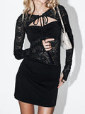Savanha Lace Cut Out Mini Dress Black