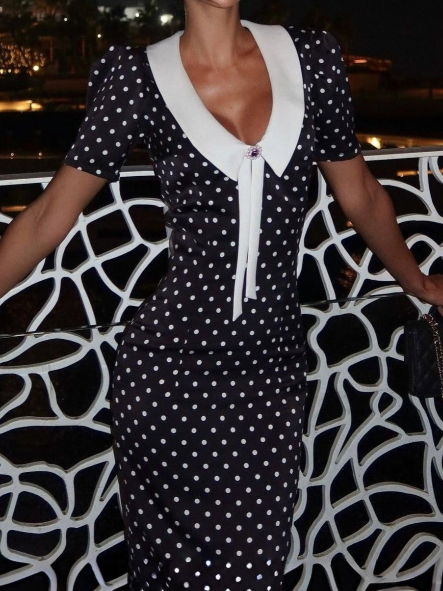Manon Polka Dot Vintage Midi Dress