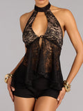 Sheer Temptation Lace Halter Top