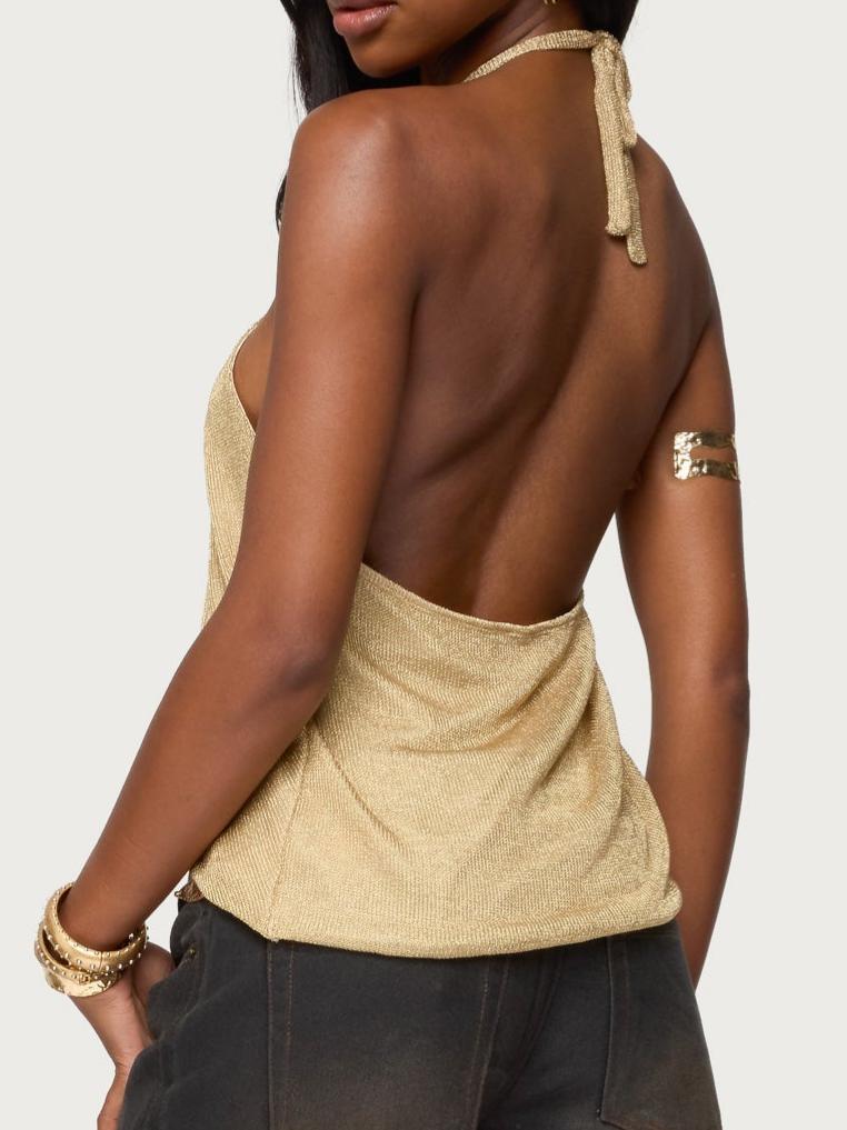 Stasia Sparkly Knit Split Front Top
