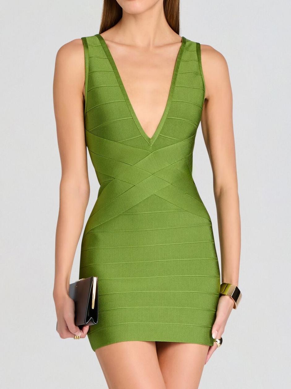 Emerald Sculpted Bandage Mini Dress