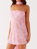 Kiesha Strapless Scarf Mini Dress
