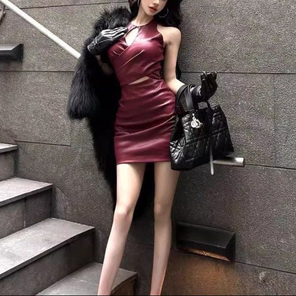 Sable Wrap Cutout Mini Dress