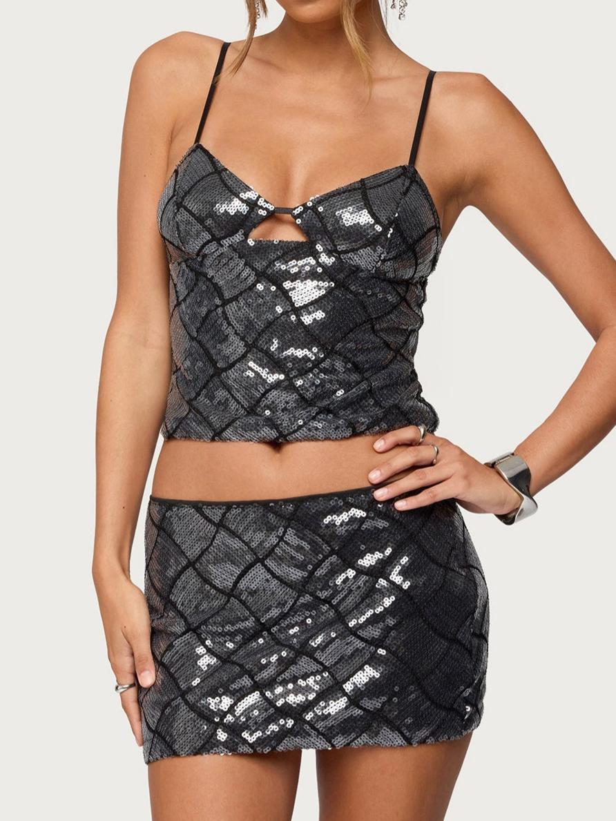 Stajie Diamond Sequin Cut Out Set