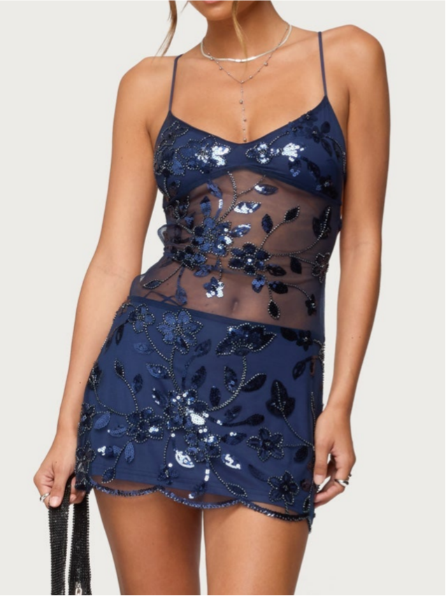 Karmen Wide Strap Gathered Mini Dress