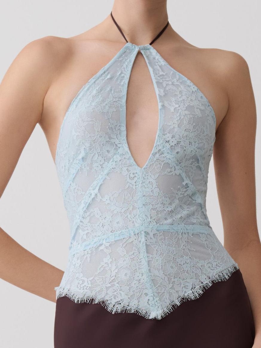 Lace Halter Keyhole Top