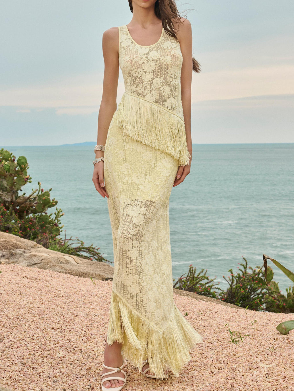 Floral Lace Fringe-Trim Set