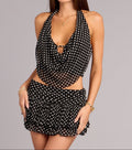 Such A Flirt Polka Dot Mesh Cowl Neck Top