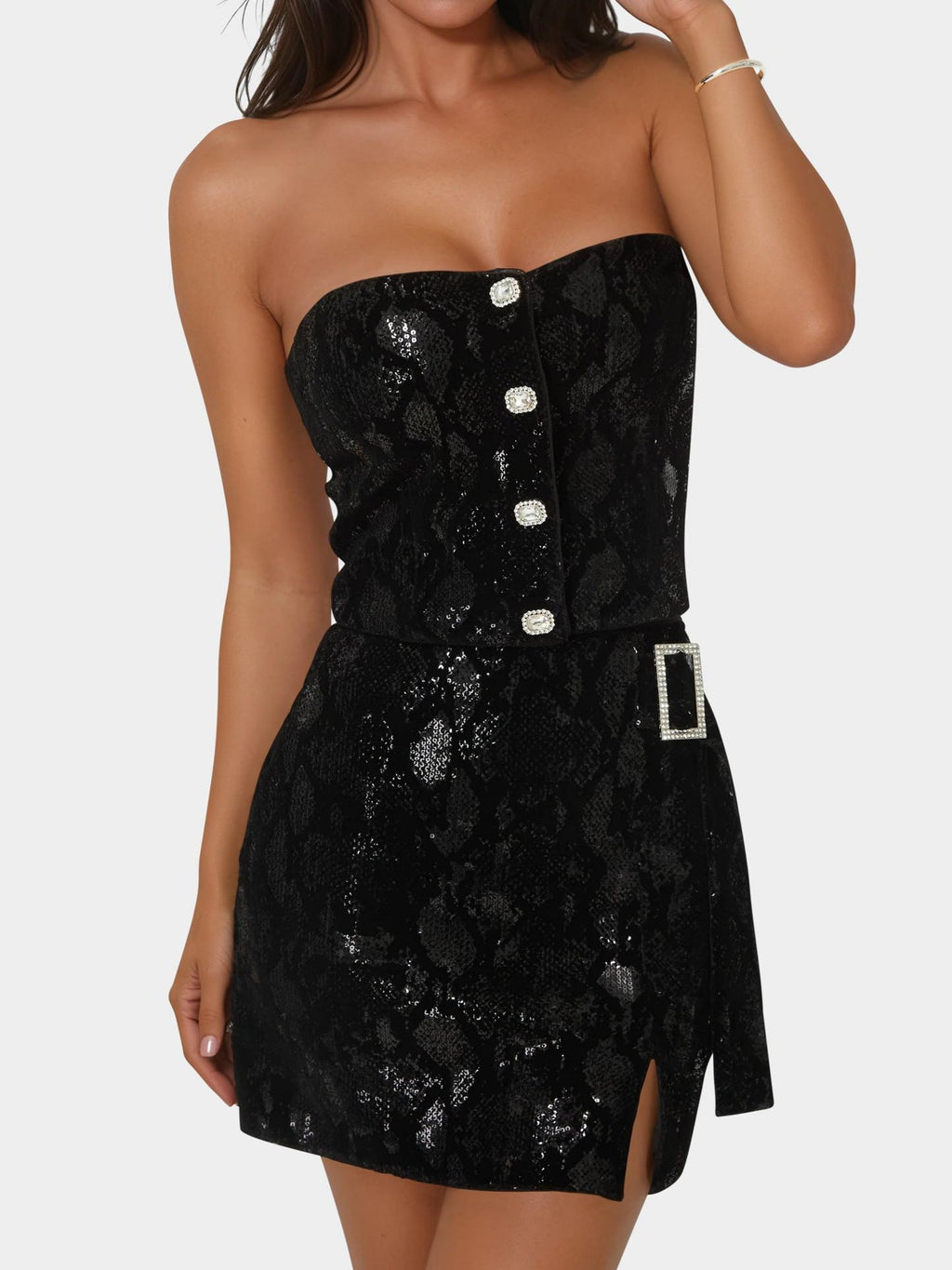 Sequin Embellished Corset & Mini Skirt