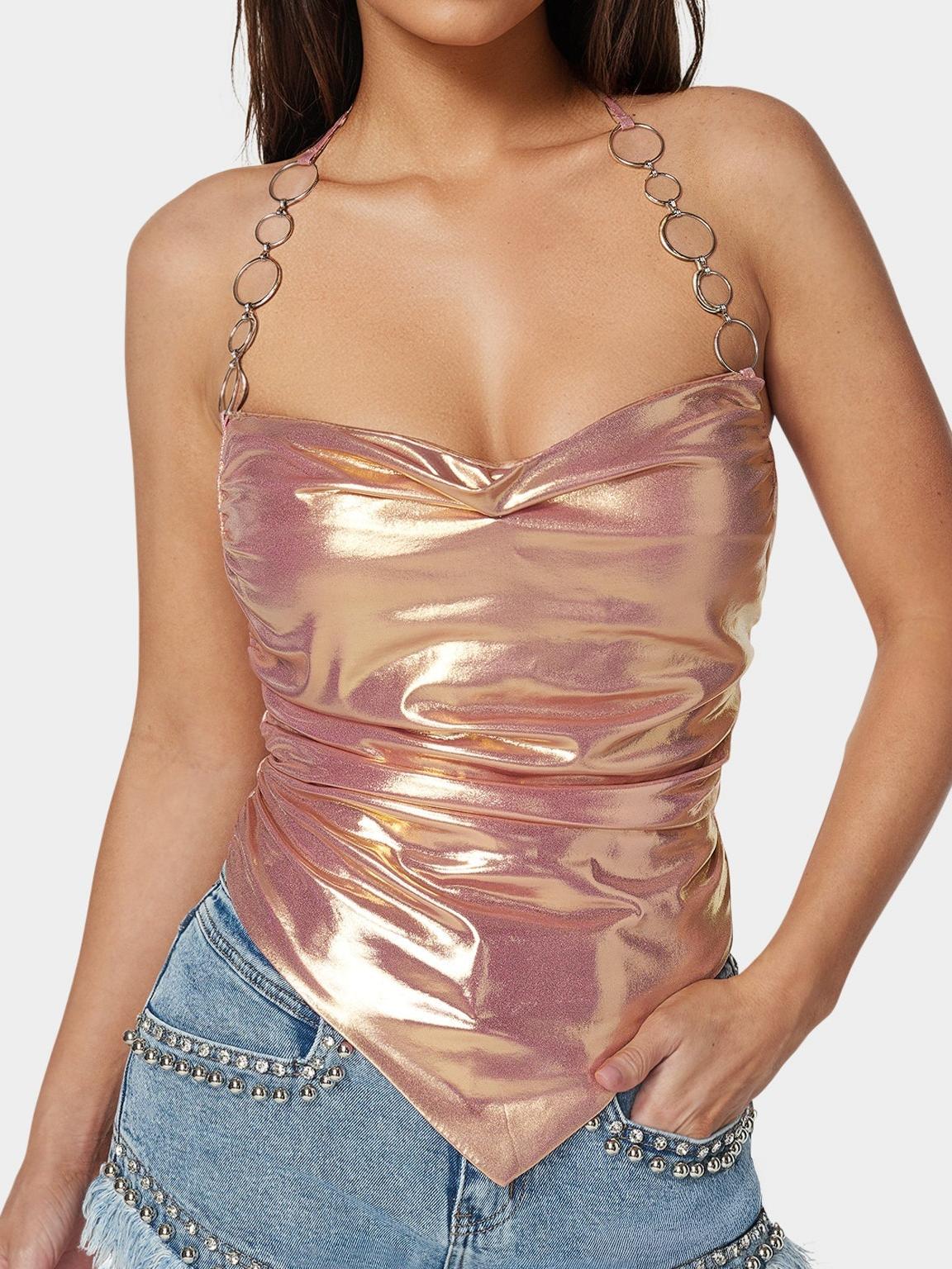 Metallic Handkerchief Top