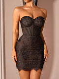 Elegant Sexy Lace Bustier Bodycon Mini Dress