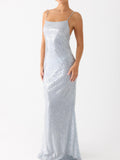 Solo Sequin Maxi Dress - Misty Blue