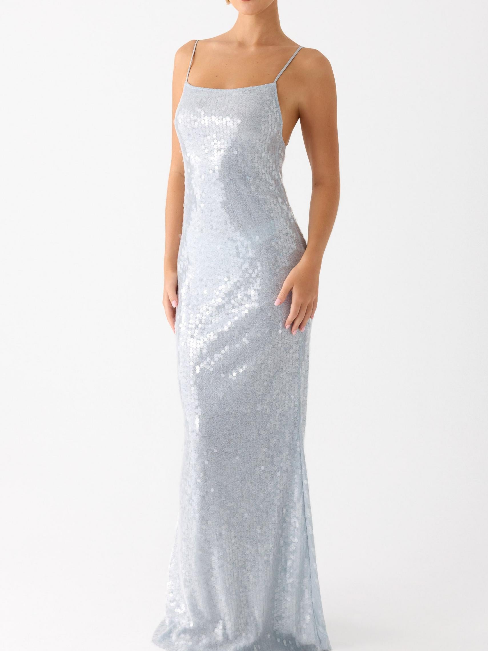 Solo Sequin Maxi Dress - Misty Blue