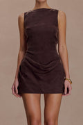 Draped Mini Dress - Dark Chocolate