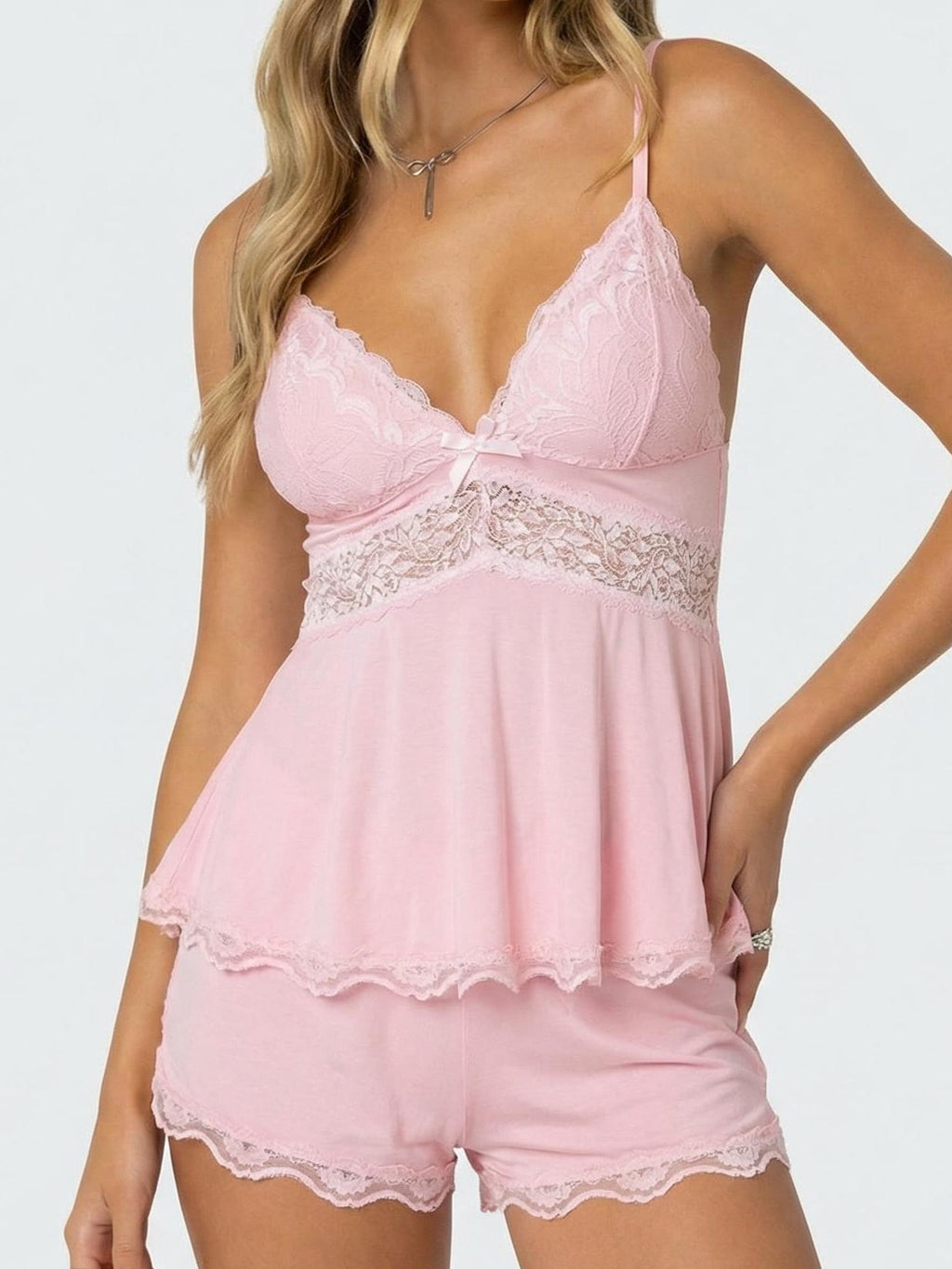 Lace Trim Camisole & Shorts Set