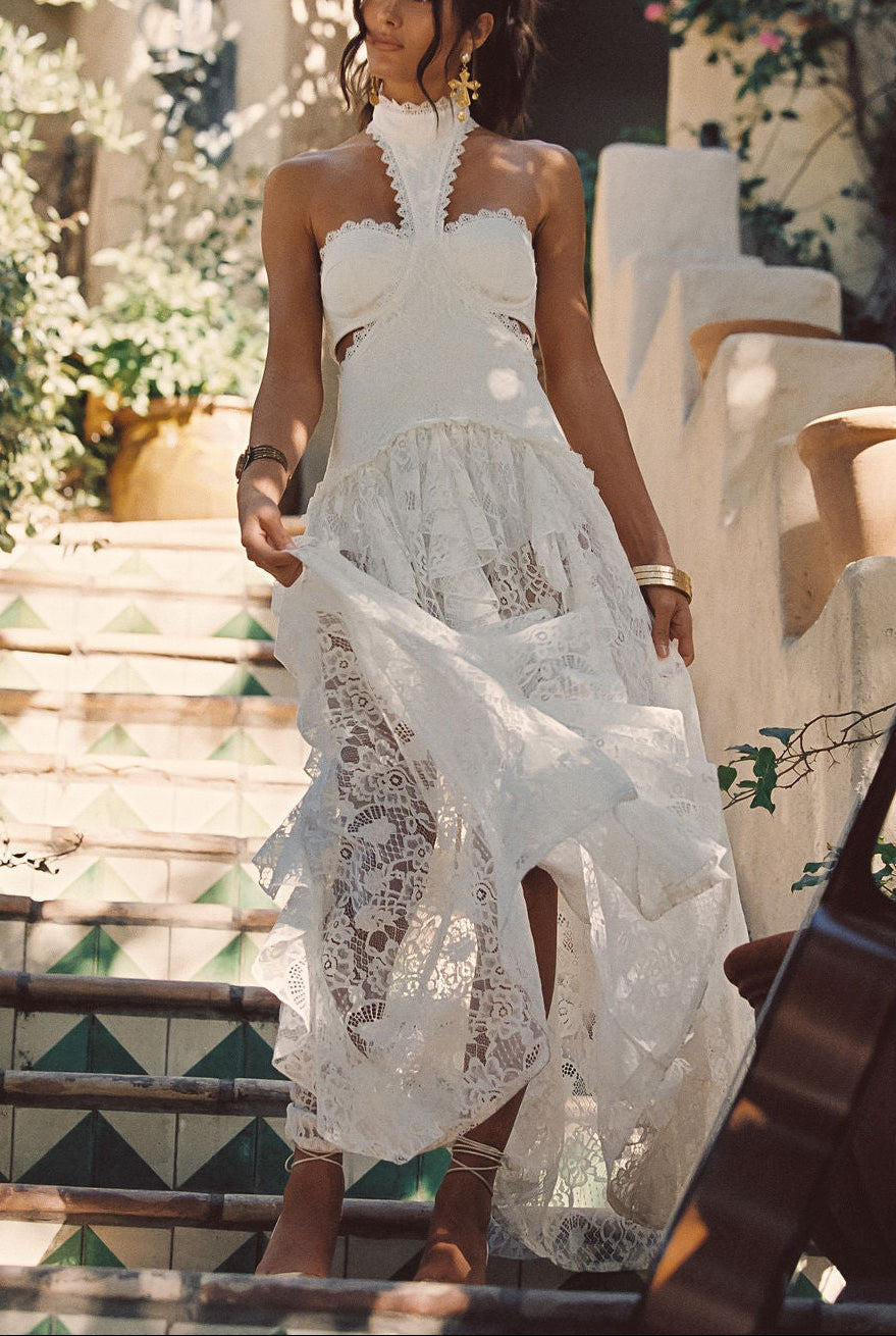 Princesa Lace Drop Waist Maxi Dress