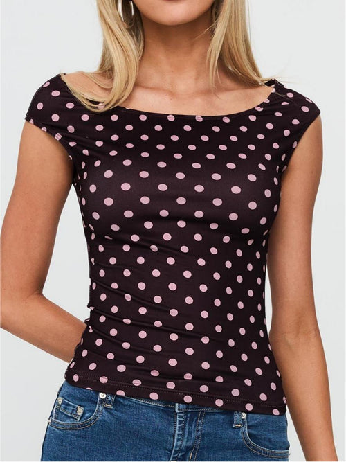 Cheirosa Off Shoulder Top Chocolate / Pink