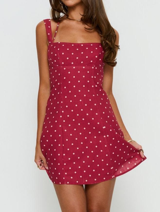 Kourtnae Halter Mini Dress Red Polka Dot