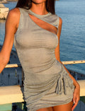 Beach Vacation Style Sparkling Silver Dress