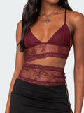 Spice Cut Out Sheer Lace Tank Top