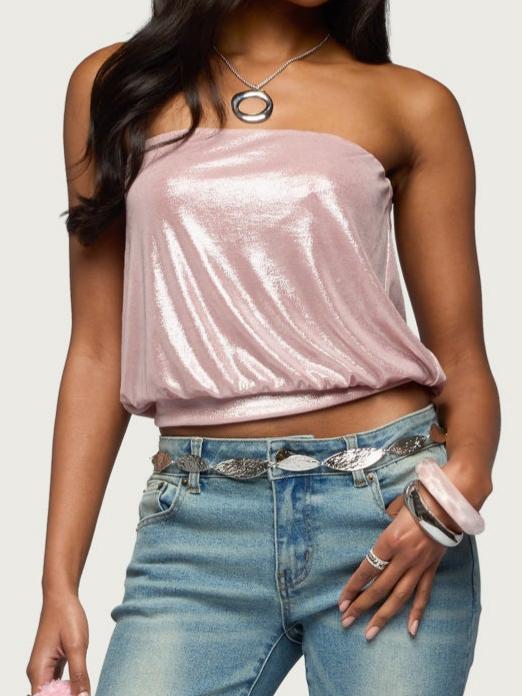 Leira Silky Sparkly Strapless Top