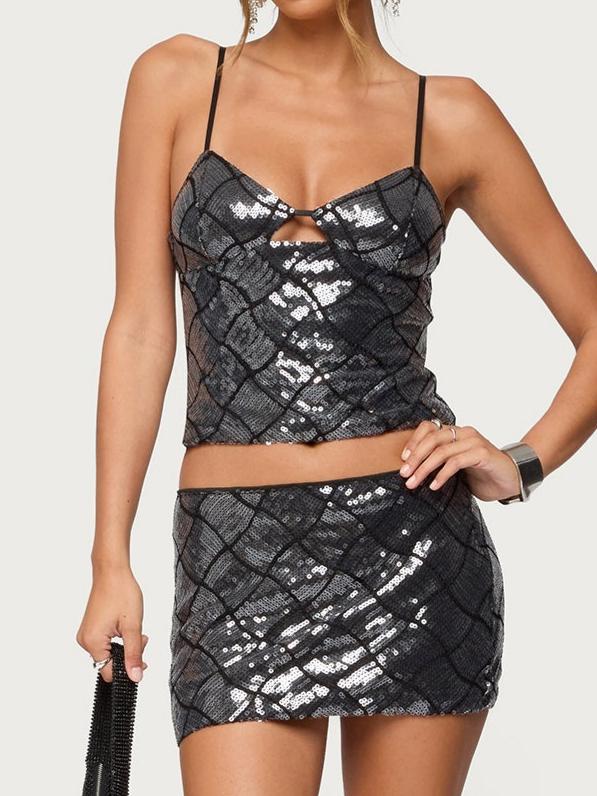 Stajie Diamond Sequin Cut Out Set