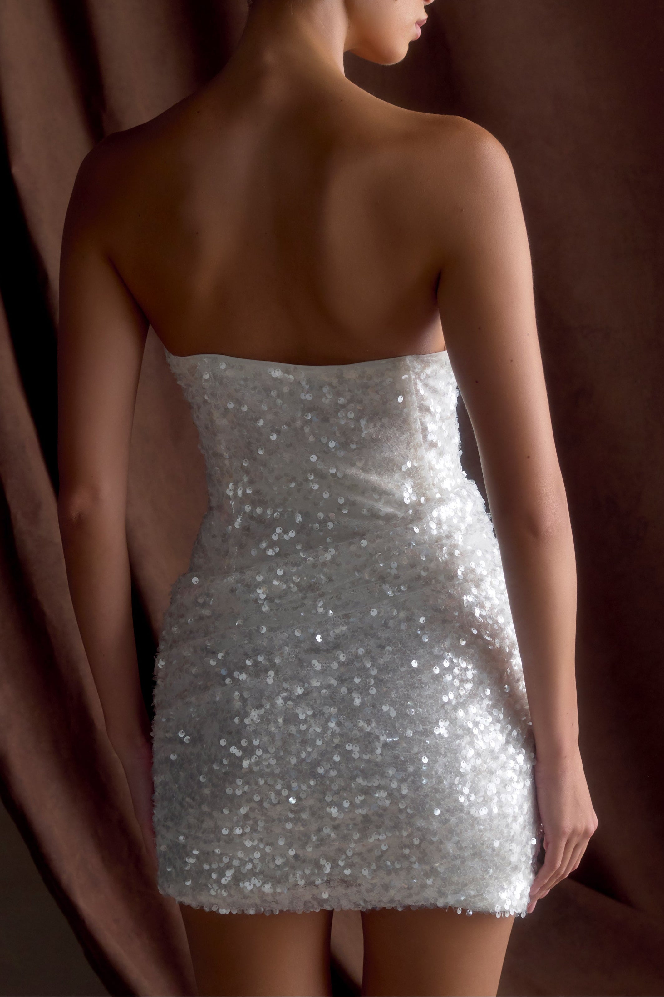Strapless Sequin Mini Dress - White