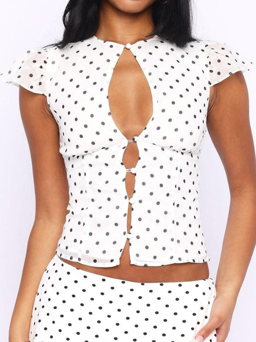 Choose Wisely Top White/Black Polka Dot