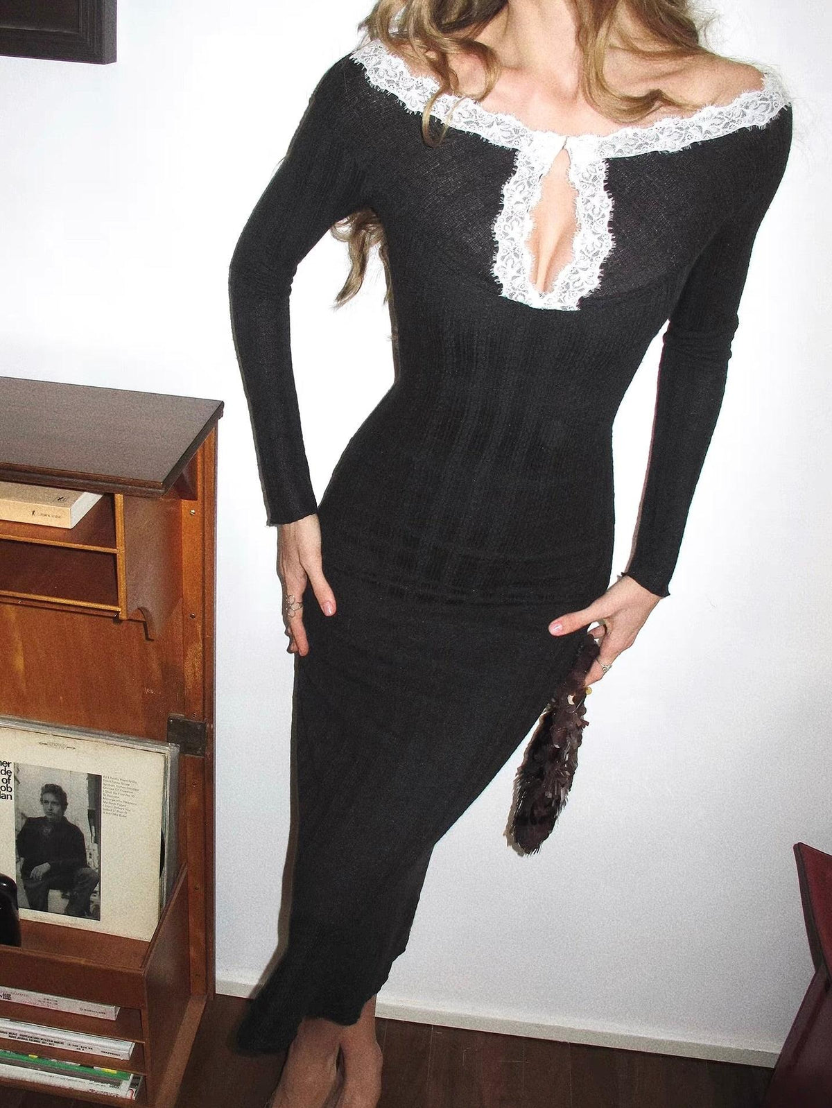 Celeste Lace Trim Knit Maxi Dress