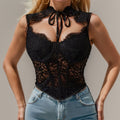 Lace Patchwork Corset Tank Top