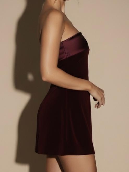The Ariana Suede Mini Dress - Wine Red