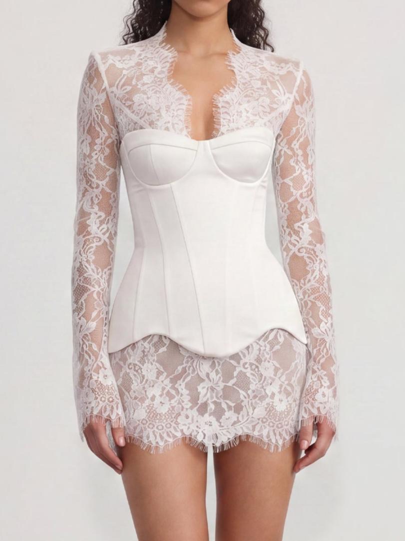 Angelina Lace Mini Dress With Corset