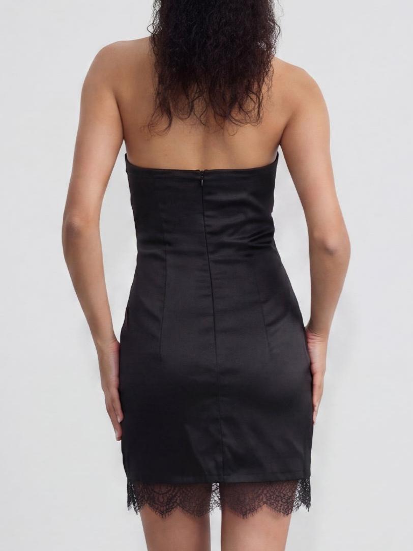 Ruby Halter Lace Mini Dress In Black