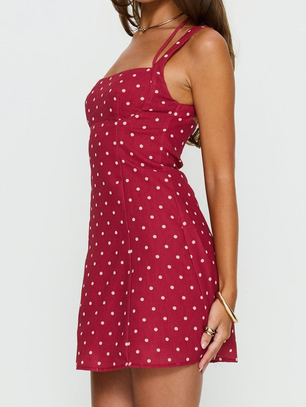 Kourtnae Halter Mini Dress Red Polka Dot