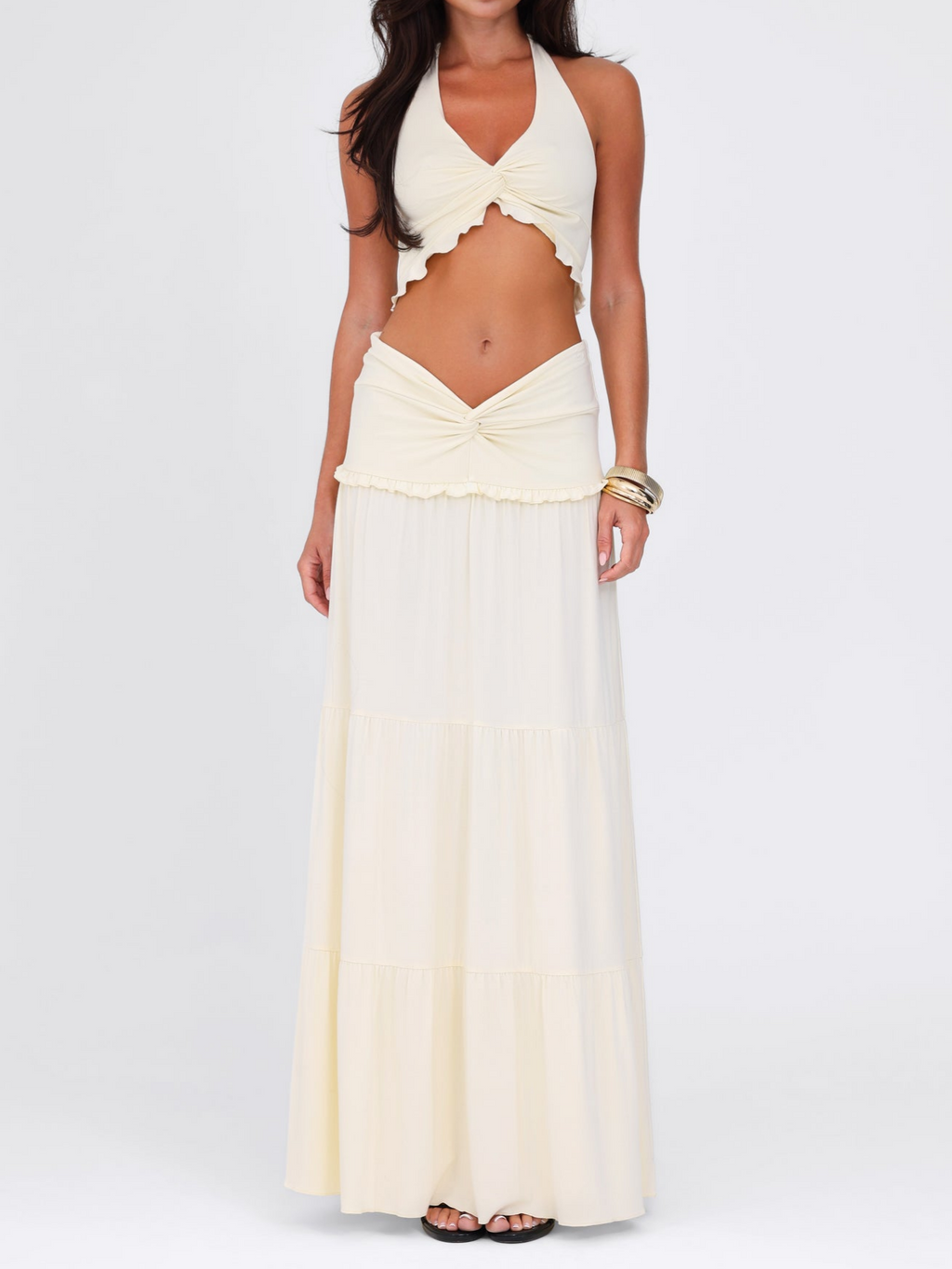 Vacation Glamorous Halter Crop Top & Maxi Skirt Set