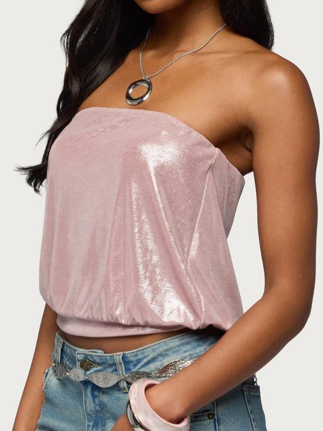 Leira Silky Sparkly Strapless Top
