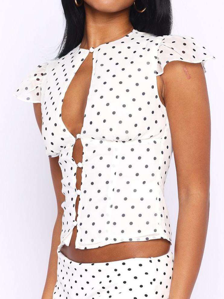 Choose Wisely Top White/Black Polka Dot