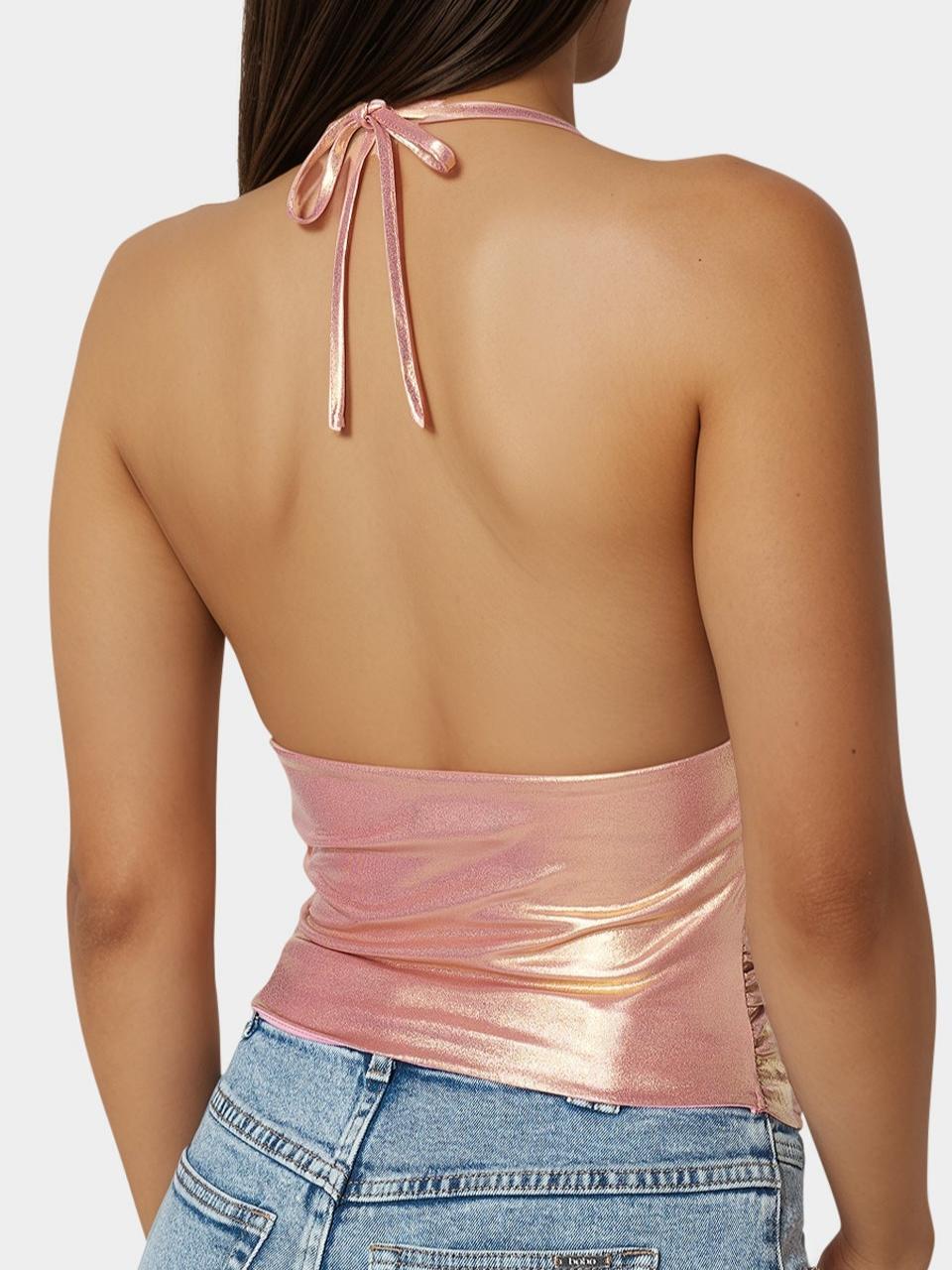 Metallic Handkerchief Top