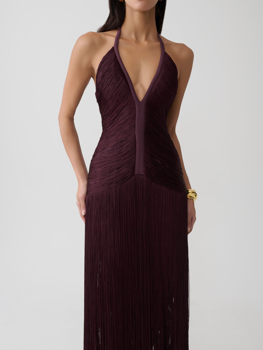 Tiffany Fringe Maxi Dress - Plum