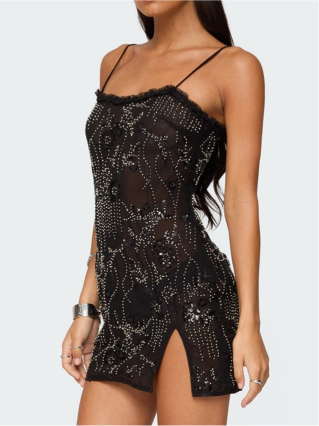 Romey Beaded Chiffon Mini Dress