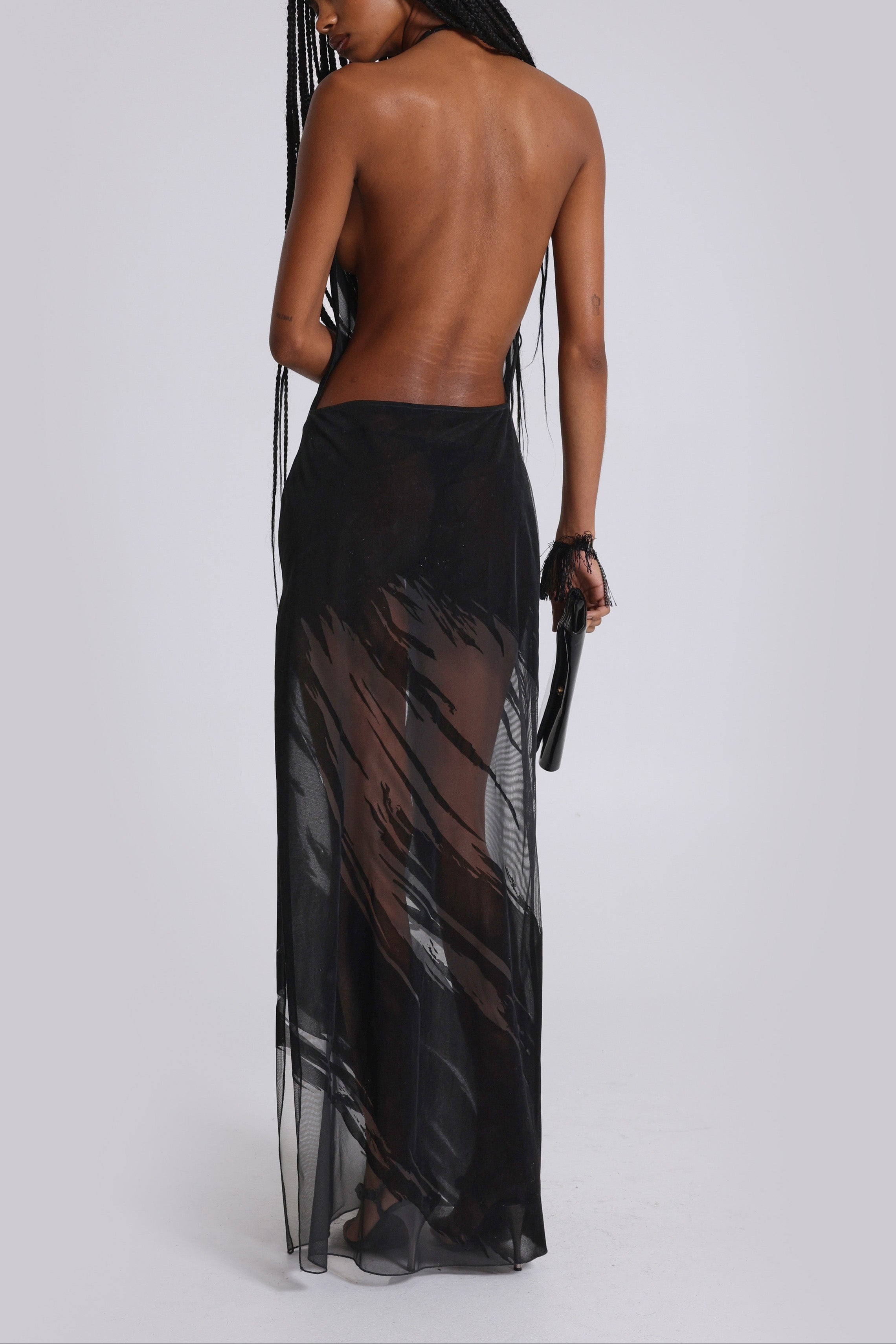 Norelle Flocked Backless Maxi Dress