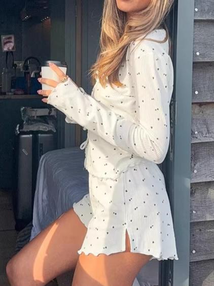 Morning Charming Tie-Front Pajama Set