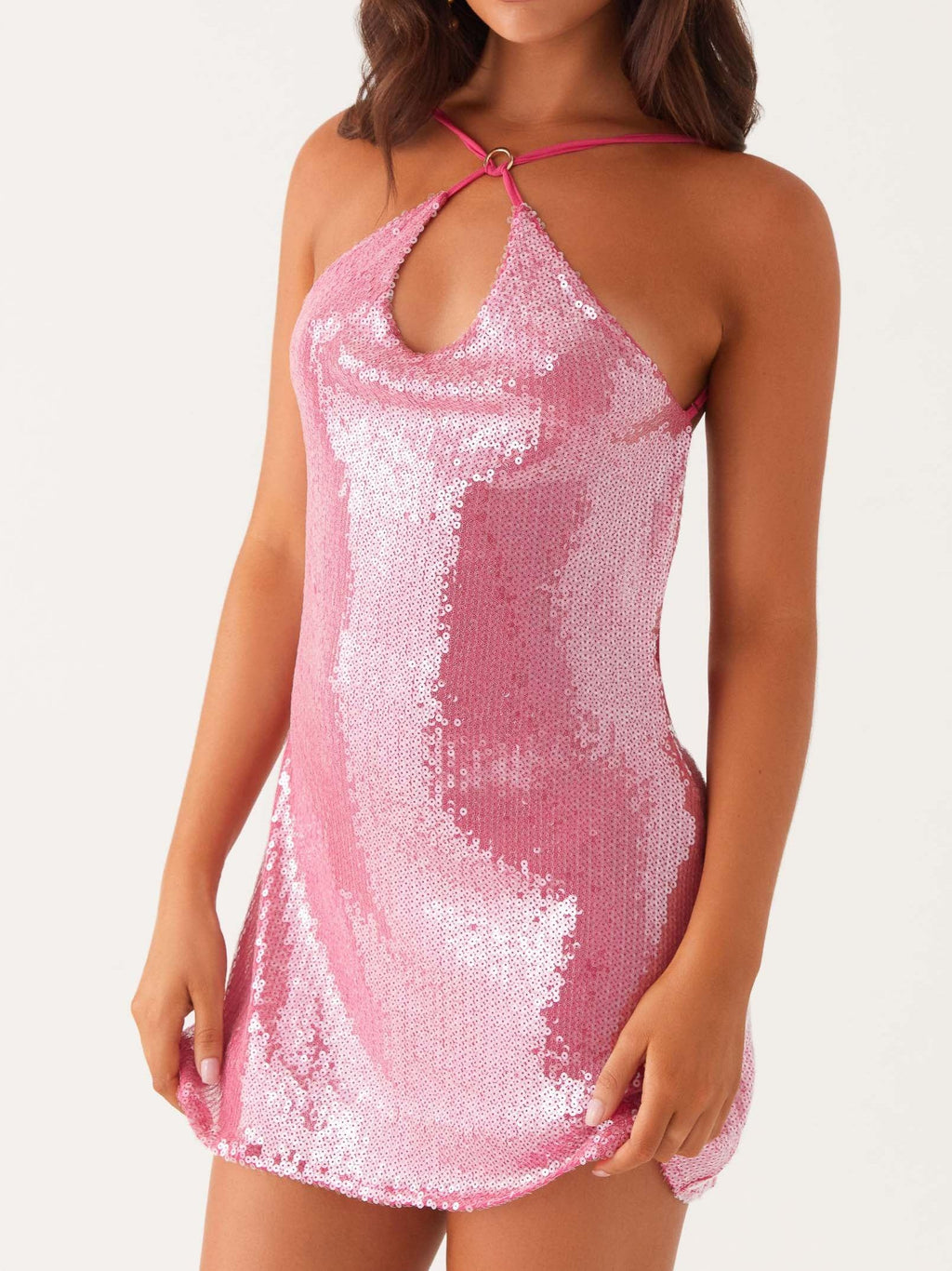 Radiant Energy Cowl Back Mini Dress