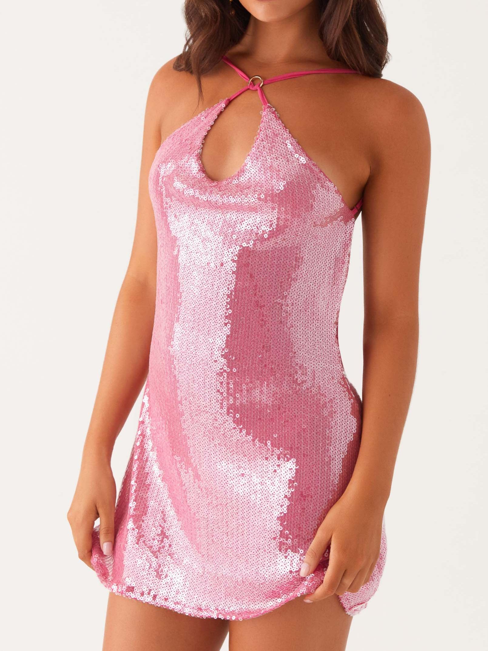 Radiant Energy Cowl Back Mini Dress