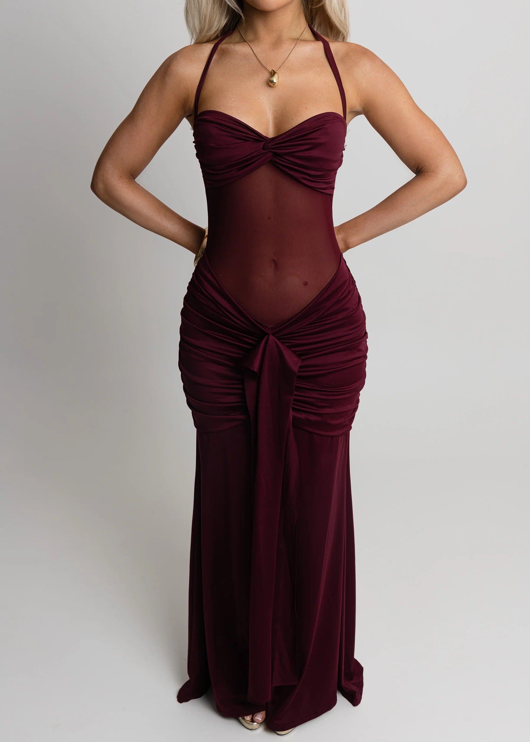 Timeless Passion Maxi Dress- Wine
