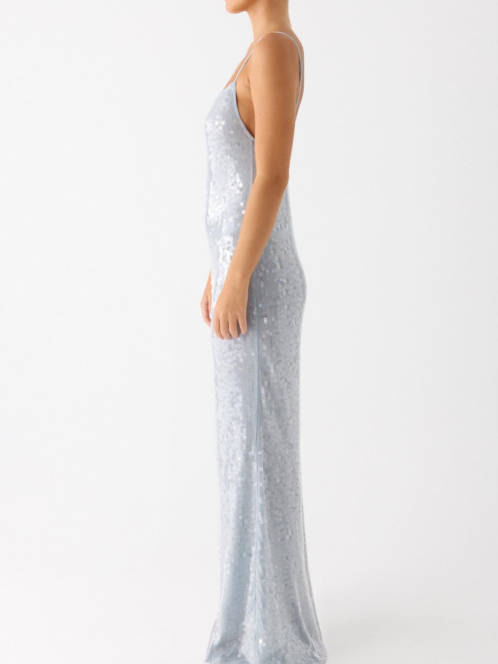 Solo Sequin Maxi Dress - Misty Blue