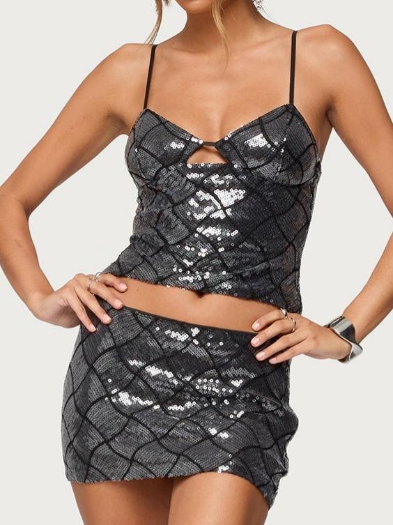 Stajie Diamond Sequin Cut Out Set