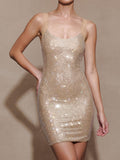 Hot Fix Mini Dress With Mesh Back - Nude